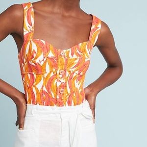 NWT Anthropologie banana printed corset top